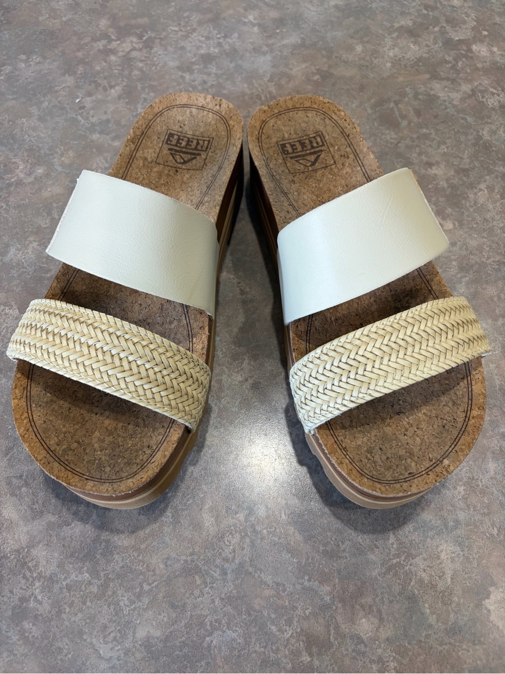 Reef Women’s Cream Double-Strap Cork Slide Sandals